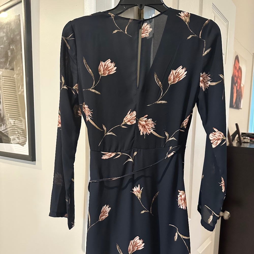 Navy floral wrap dress